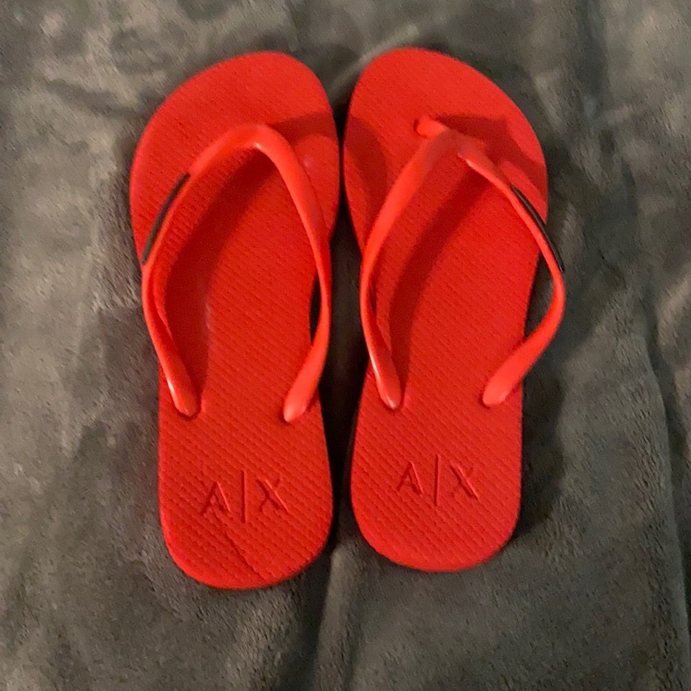 Armani exchange red flip flops